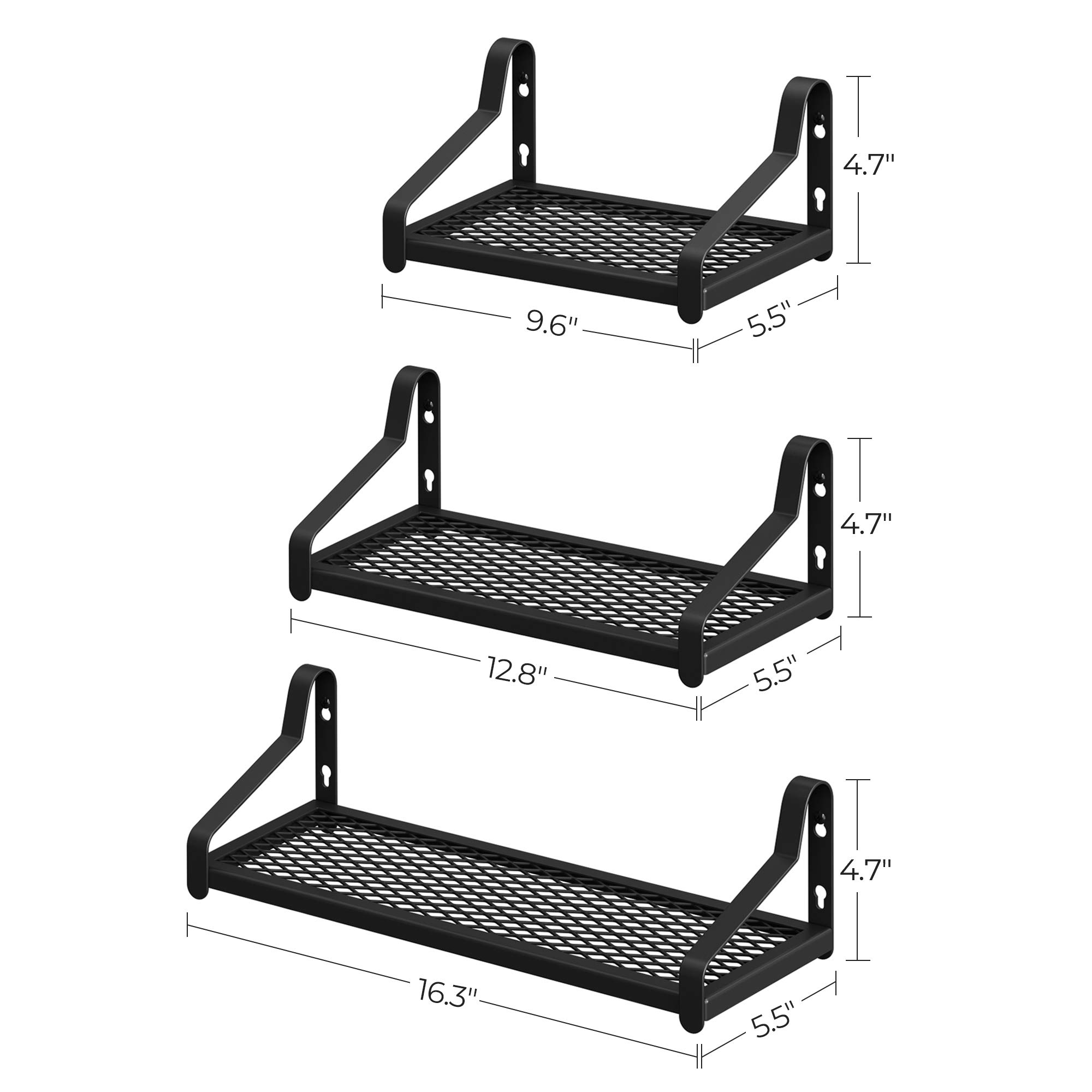 Buy SONGMICS Metal Floating Wall Shelves, Set of 3, Industrial Wall