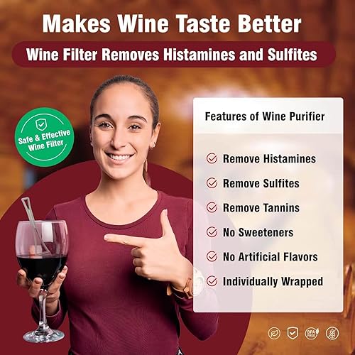 Miniatura 3 de Filtros de vino Sulfitos Histaminas Purificadoras Varitas Purificadoras: Puede Reducir Dolores de Cabeza y Aliviar Alergias y Sensibilidades al Vino