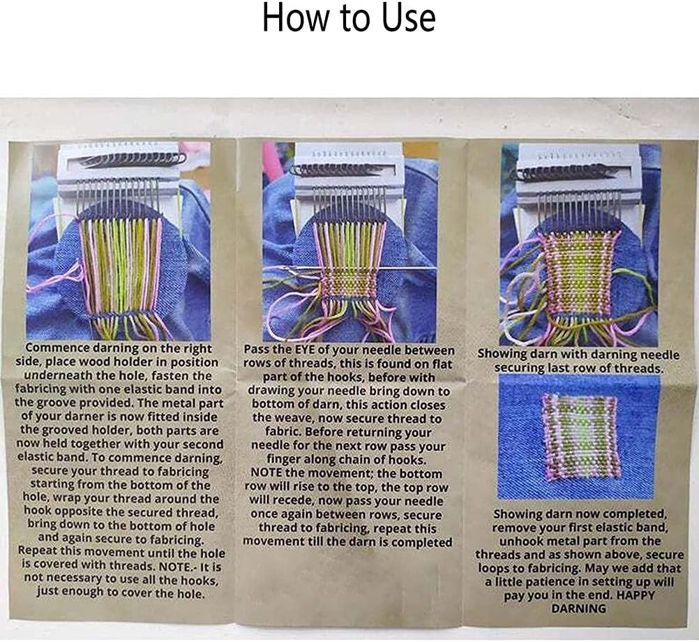Nurnesy Mini DIY Weaving Tool - Handcrafted Speedweve Darning for Beginners and Repair (28 Hooks)
