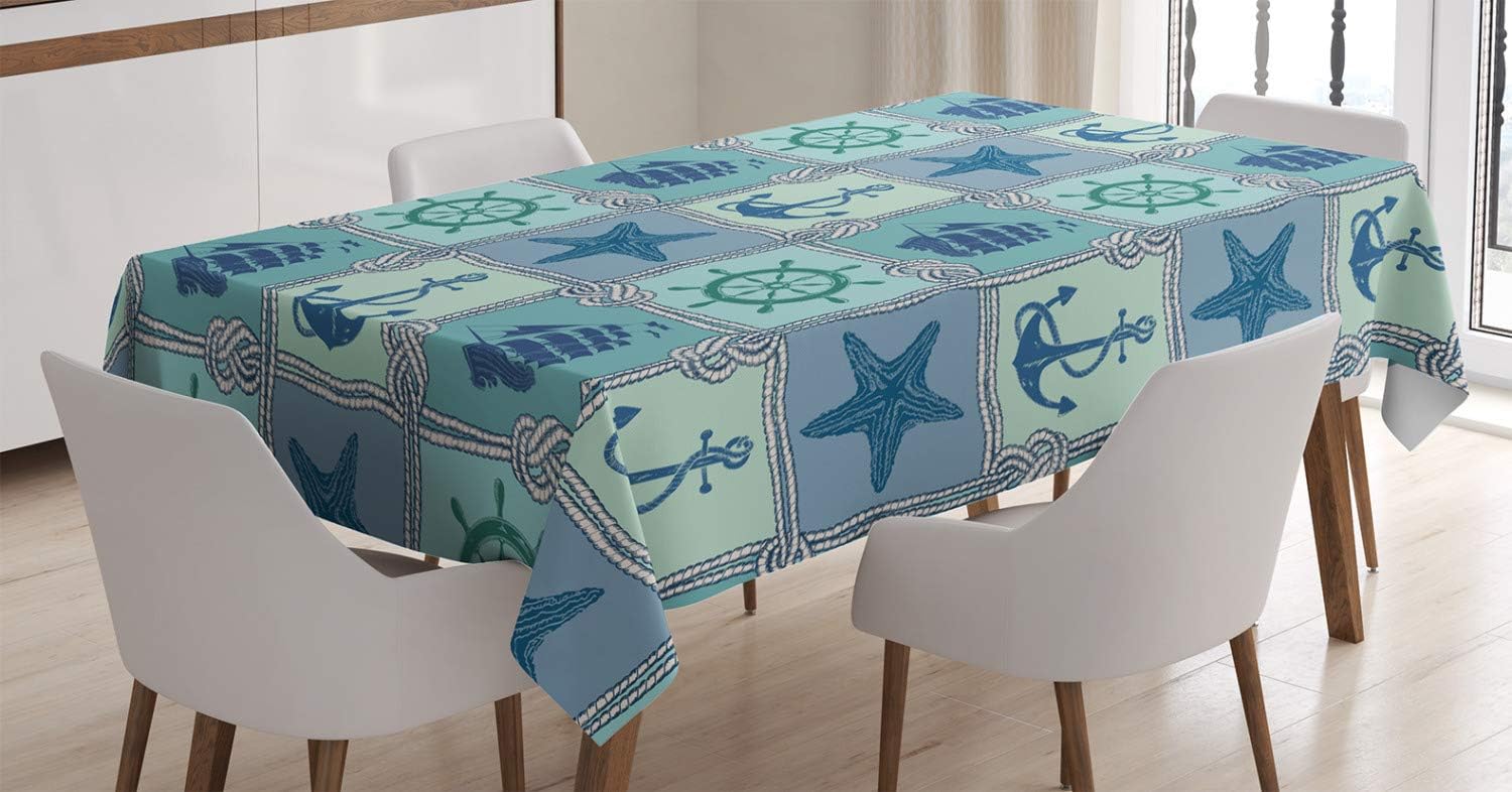 Black Friday π₯ Ambesonne Ships Wheel Tablecloth, Nautical Patchwork Pattern Starfish Sailing Ship Anchor and Helm, Rectangular Table Cover for Dining Room Kitchen Decor, 60" X 84", Turquoise Black Friday π₯ Ambesonne Ships Wheel Tablecloth, Nautical Patchwork Pattern Starfish Sailing Ship Anchor and Helm, Rectangular Table Cover for Dining Room Kitchen Decor, 60" X 84", Turquoise