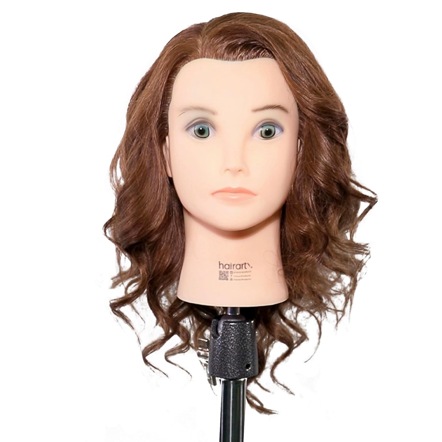 Debbie 100% Human Hair Mannequin Head, 16-Inch Brown Hair for Cosmetology Training