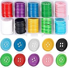 Doryum 100 PCS Colorful Buttons, 20mm 4 Hole Round Resin Button, 10 Colors Sewing Buttons Craft Buttons Colorful Round Clothes Button with Storage Box for DIY Craft, Sewing, Replacement