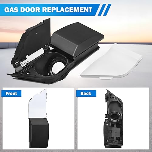 Miniatura 5 de Puerta de combustible de tránsito compatible con Ford Transit Vans 150 250 350 HD 2015-2023  Puerta de gas de tránsito con cubierta blanca, cubierta