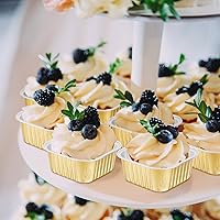 Vista 2 de 200 tazas de papel de aluminio para hornear de 5 onzas con tapas, recipientes de papel de aluminio de 5.1 fl oz para cupcakes, moldes desechables