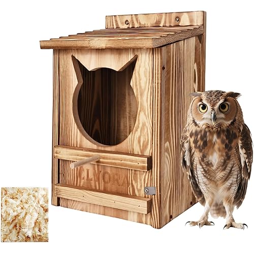 Owl House Wooden Building Kit for Adults Prebuilt Owl Box for Outside Nesting Box Large Handmade Wooden Circular Opening Bird Houses