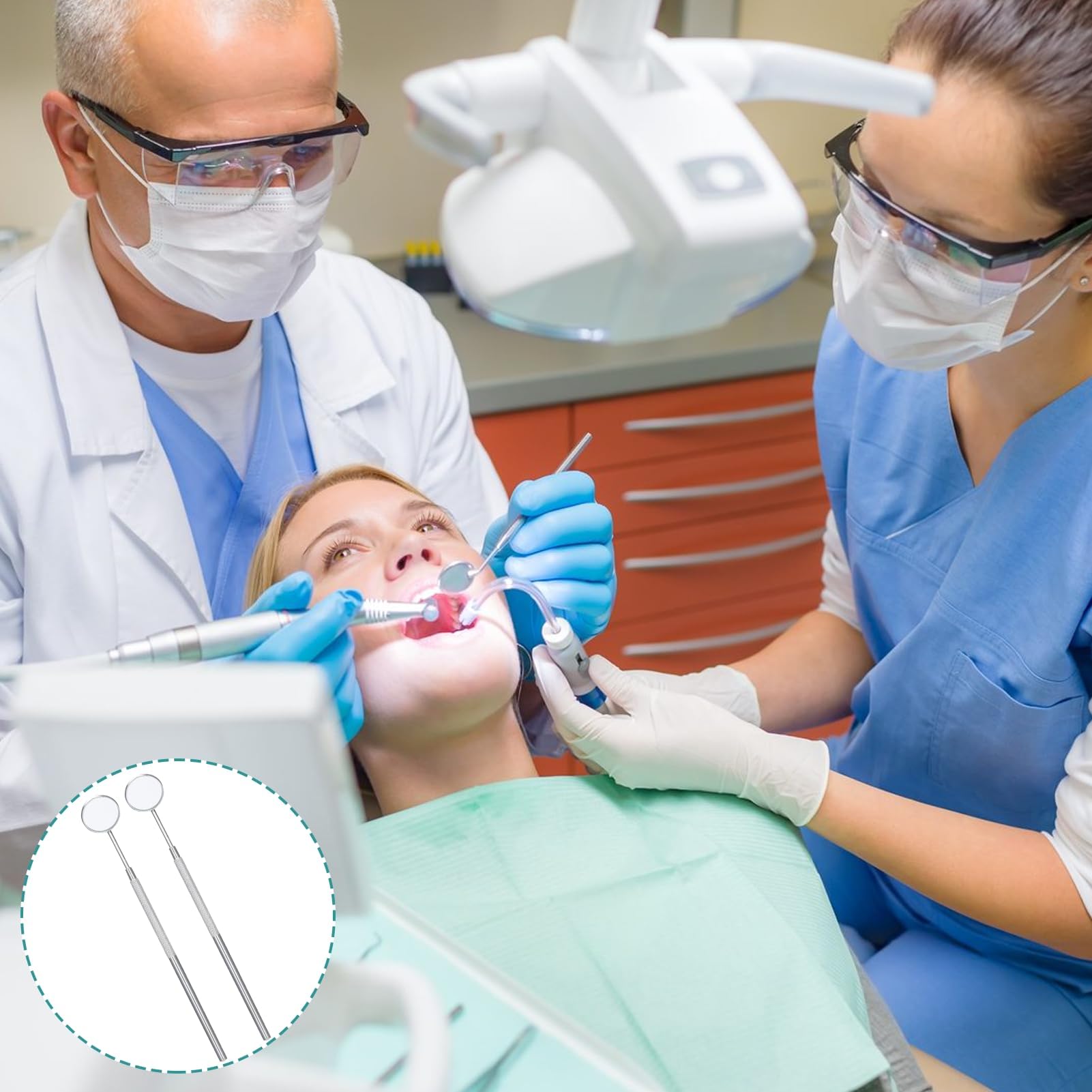 Espejo dental profesional de acero inoxidable Nº 5 autoclave