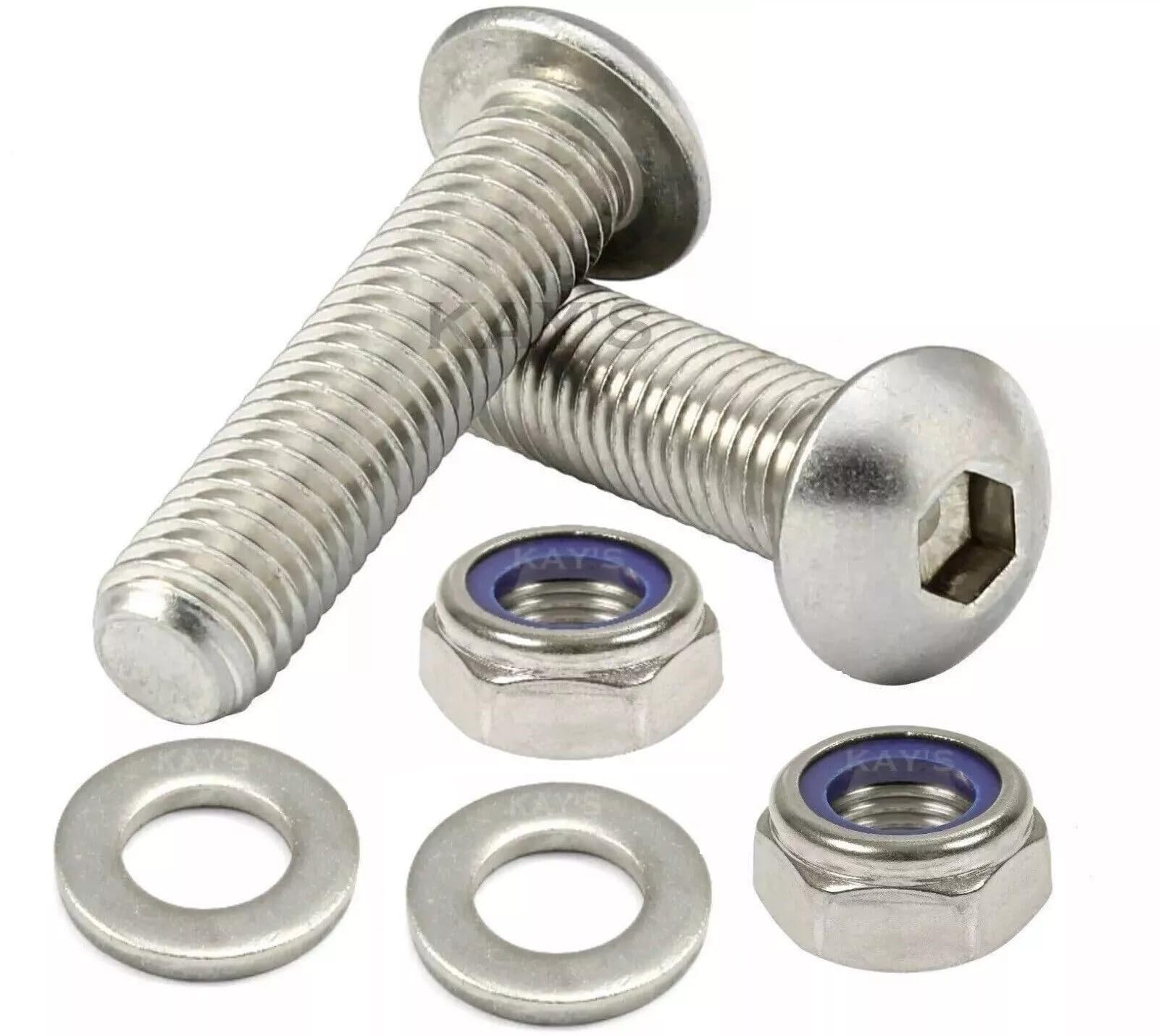 M4 Button Head Screws + Nyloc Nuts Washers A2 Stainless Steel Socket Bolts (25, M4 x 50mm)