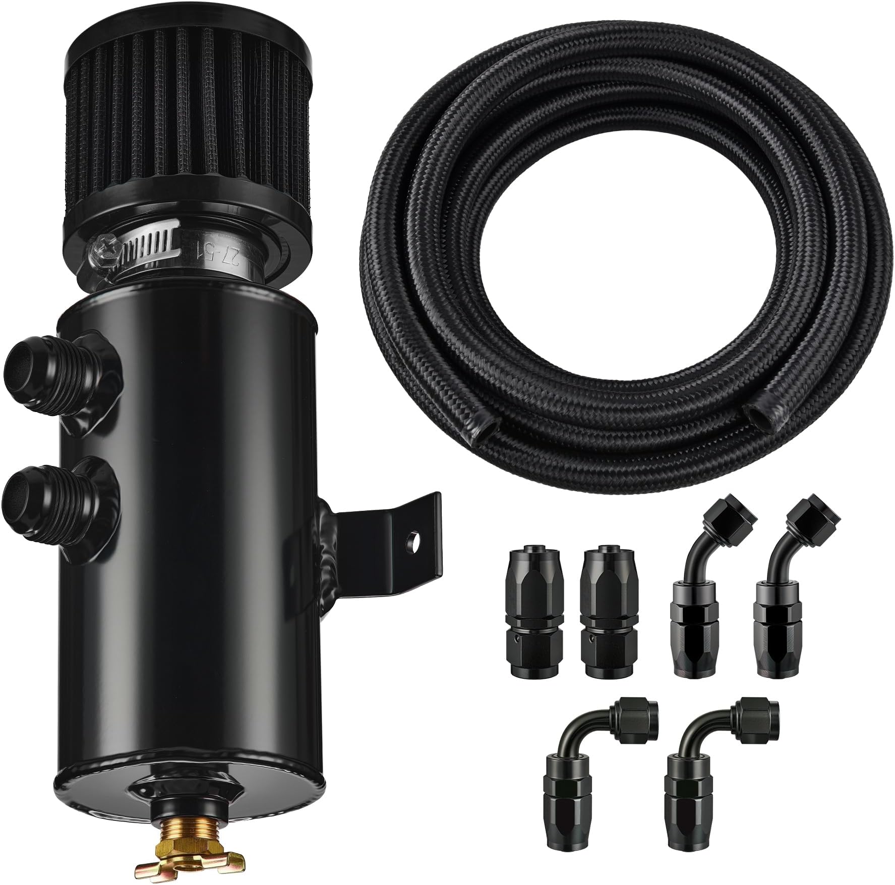 EVIL ENERGY 10AN Oil Catch Can, Breather Tank with AN10 Fuel Line Kit Nylon Braided CPE 10FT