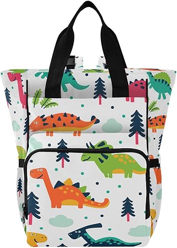 Mochila de pañales de dinosaurio para bebés, niños y niñas, multifunción para bebés, bolsa de viaje con correas para cochecito y almacenamiento de