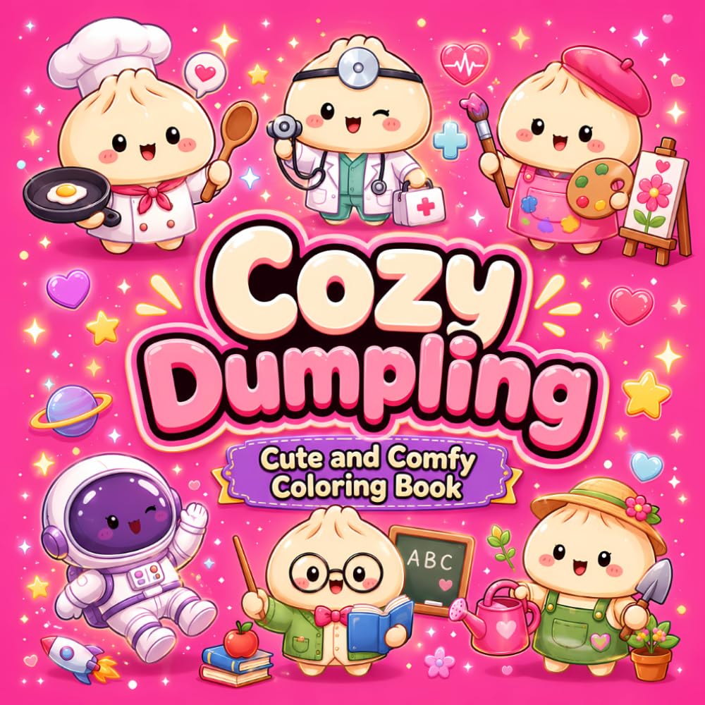 Dumpling Dreams Big: Coloring Coloring Book for Cute Dumpling Lovers | Kawaii Dumplings, Coloring Pages Food | 8.5x8.5 inches, 102 Pages | Jobs Characters