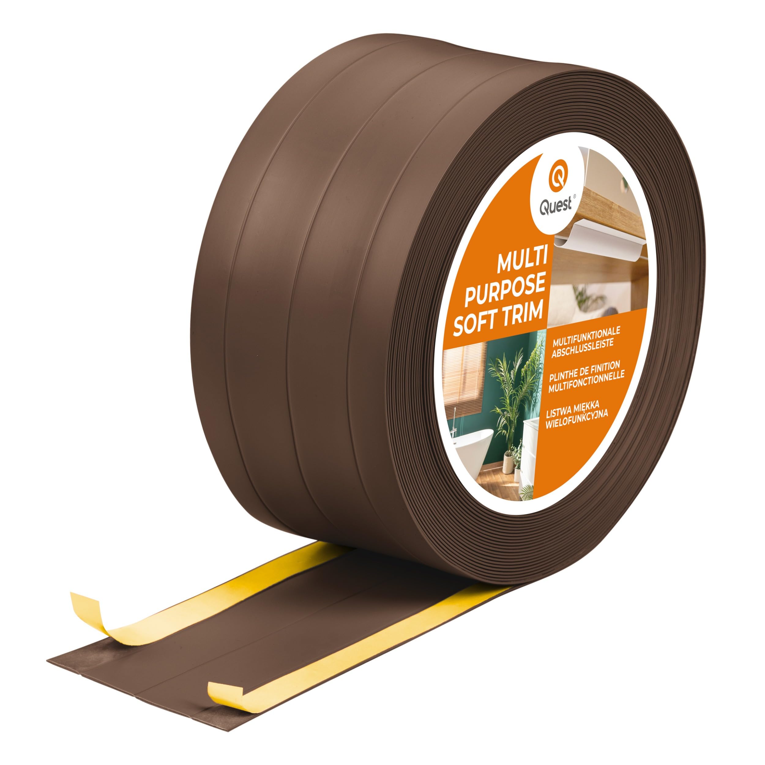 Quest listwa przypodłogowa 4w1 PVC 95 mm samoprzylepna – brązowy, 25 m
