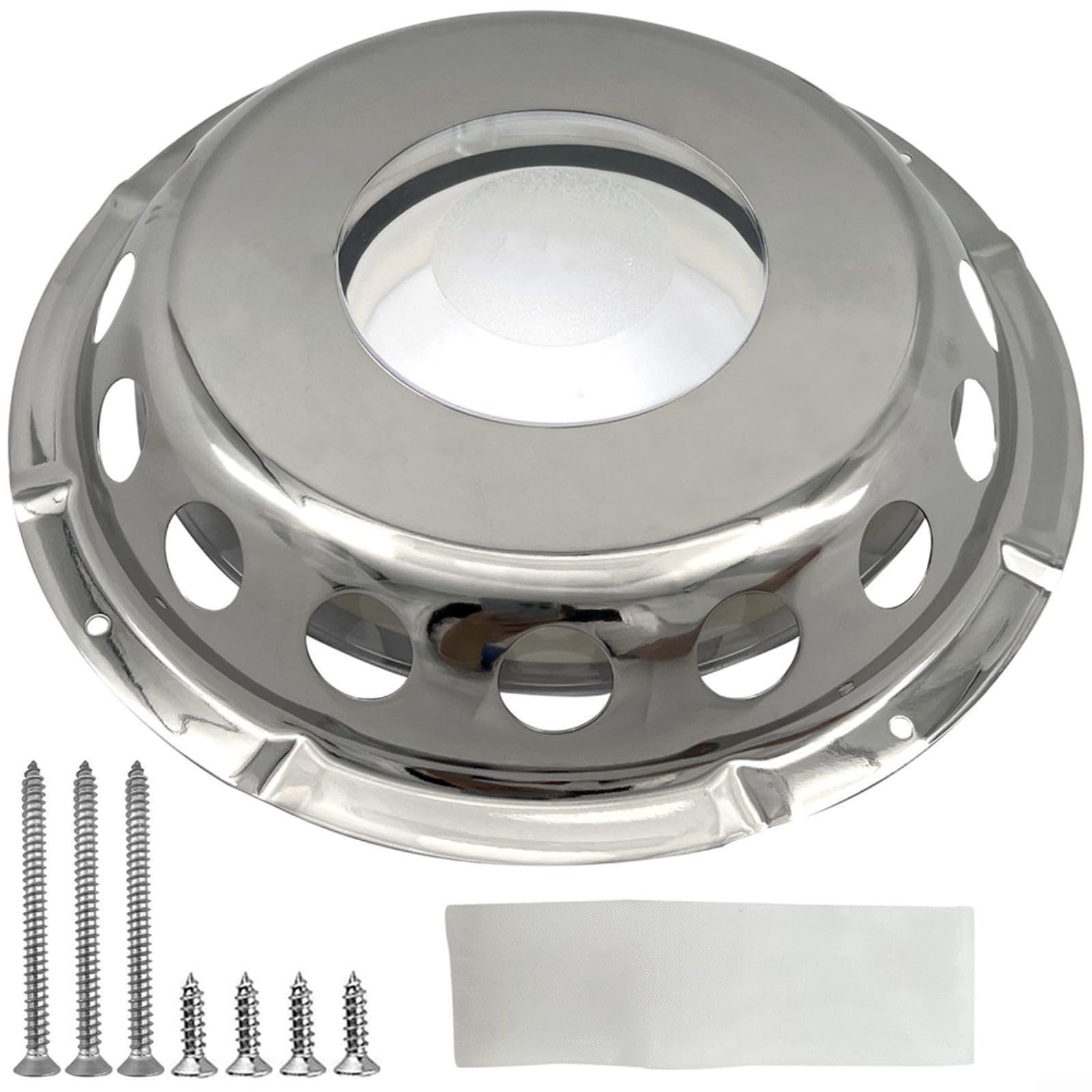 Pour grille d'aération ronde en acier inoxydable de 22,9 cm, pour grille d'aération marine, camping-car, bateau, yacht, caravane, argent