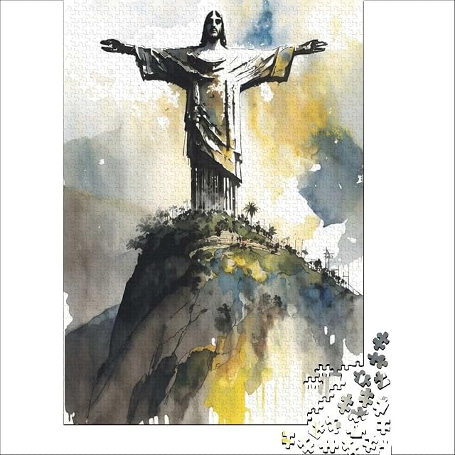 Foto 2 de 6 de Rompecabezas de 1000 Piezas Cristo Redentor, Juguete Educativo, Interesante para Reducir el estrés