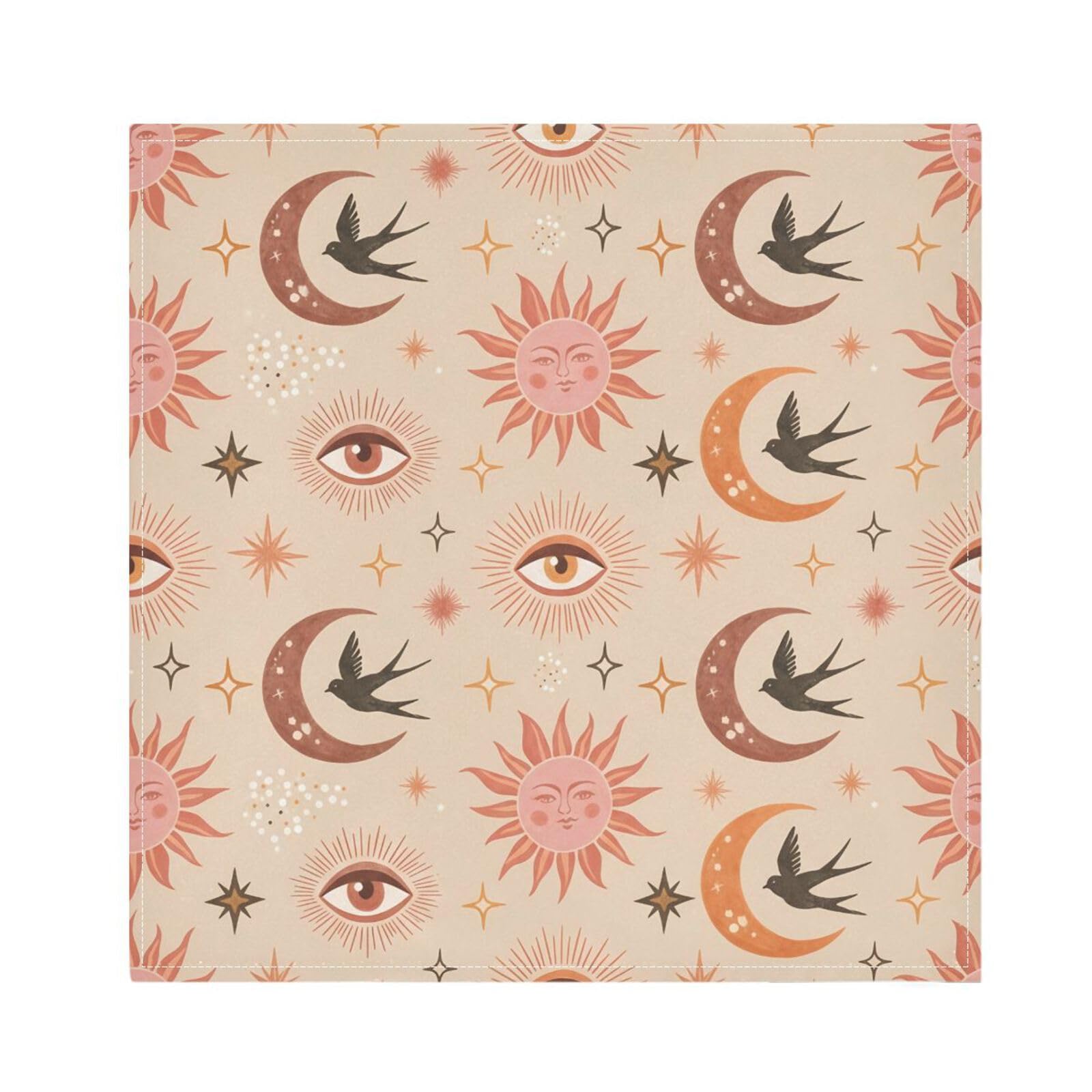 Ttgoth Sun & Moon Cloth Napkin Set of 6 Washable & Reusable Dinner Napkins for Dining Table, Banquets, Wedding, Party, 50x50 cm