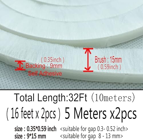 Miniatura 3 de Burlete autoadhesivo de 32 pies para ventanas y puertas insonorización de casa (32 pies x 1132 pulgadas de respaldo x 916 pulgadas, blanco)
