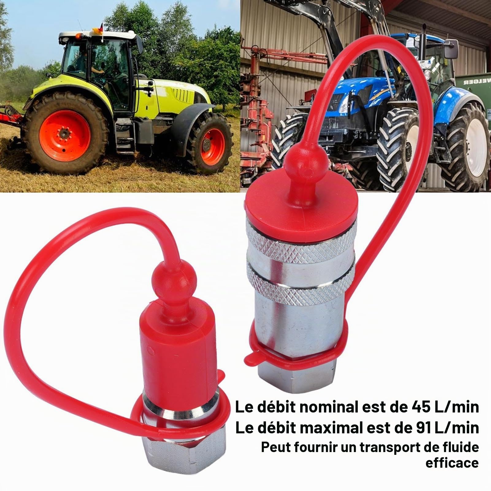 2 Raccords Hydrauliques à Déconnexion Rapide 1/4" NPT – Haute Pression (4000 PSI), avec Bouchons