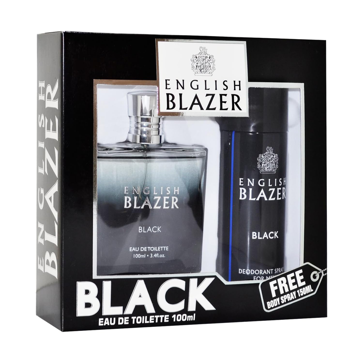 English Blazer Black Eau de Toilette and Body Spray Gift Set for Men