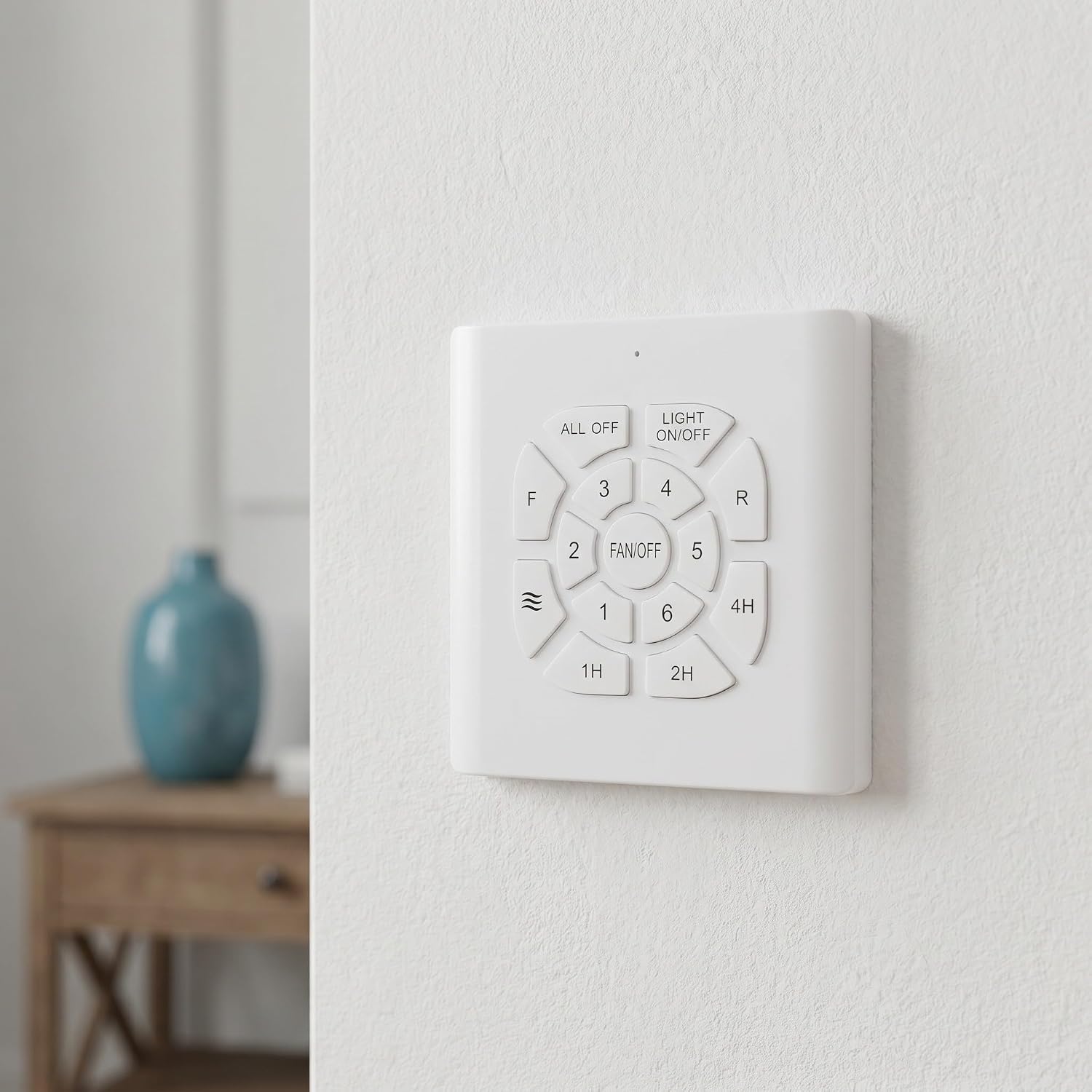 Operitacx Wall Ceiling Fan Control Panel with 6 Speed Adjustment, Fan and Light Combo Switch Plate, 1/2/4 Hours Timer Function for Ceiling Motor Adjustment