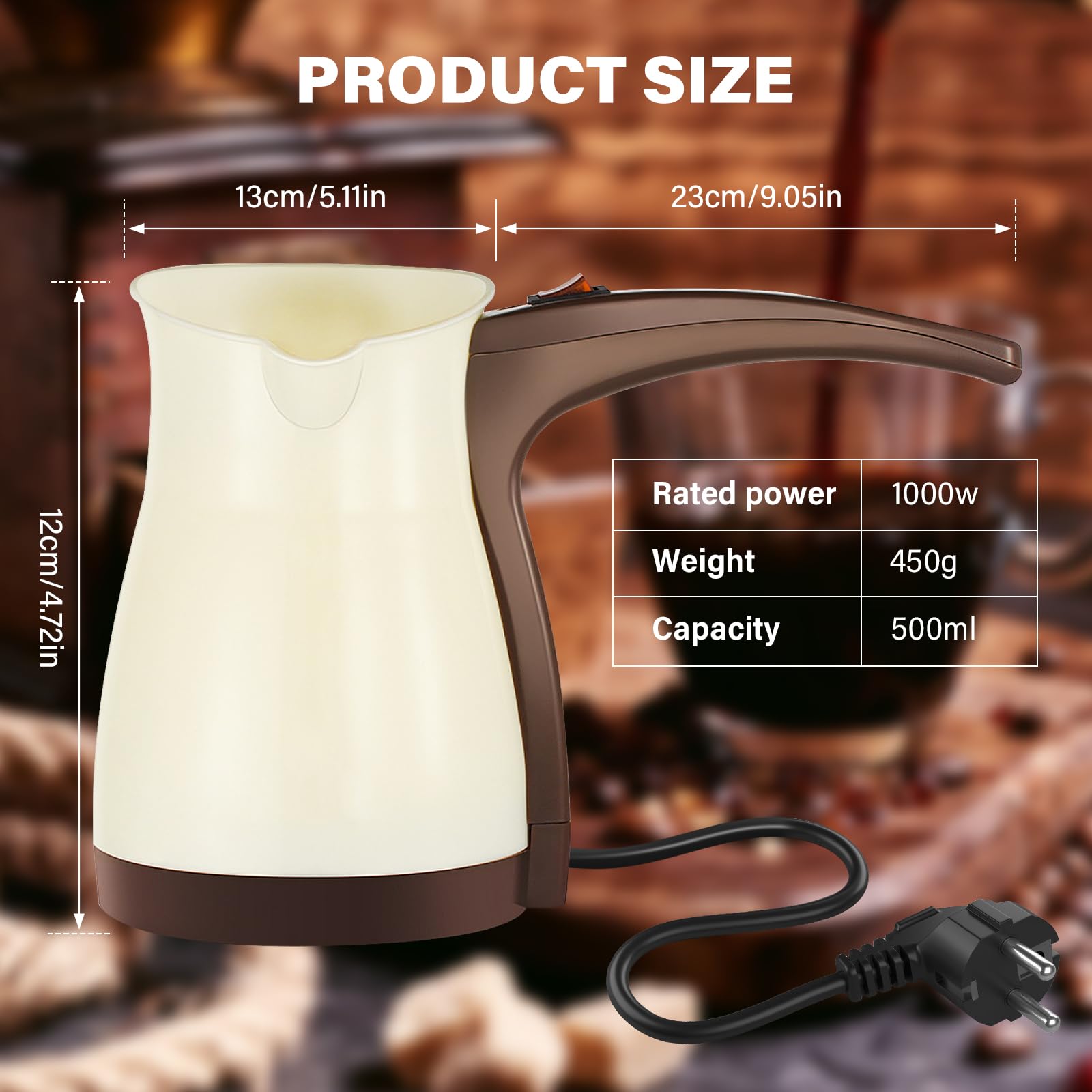 Caffettiera Turca 500 ml, Turkish Coffee Pot, Caffettiera Greca, Caffettiera Araba, Caffettiera Turca in Acciaio Inox per Casa Ufficio Viaggi