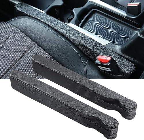 JDM Middli Llenador de espacio de asiento de cuero PU universal para coche SUV, llenar el espacio entre el asiento y la consola, enchufe negro