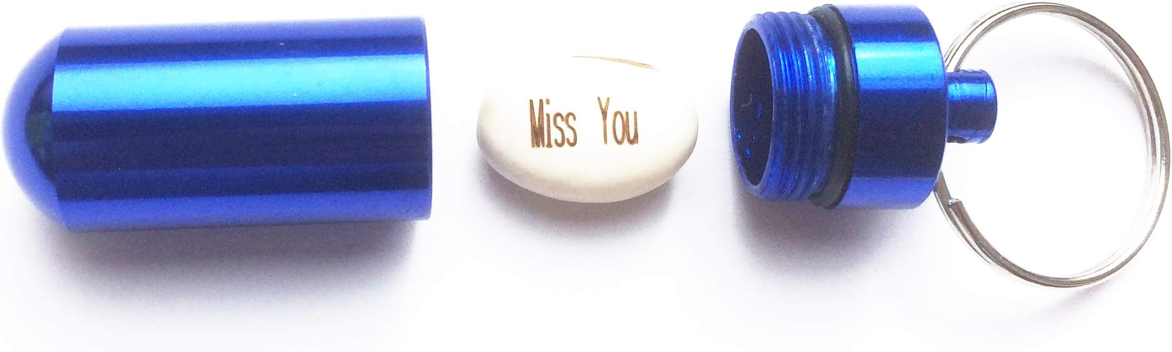 Magic Message Bean 'Miss You' in a Blue Waterproof Capsule/Key Ring/Cash/Growing Word/Novelty Funny Party Gift Xmas/Stocking Filler/Valentines/Easter