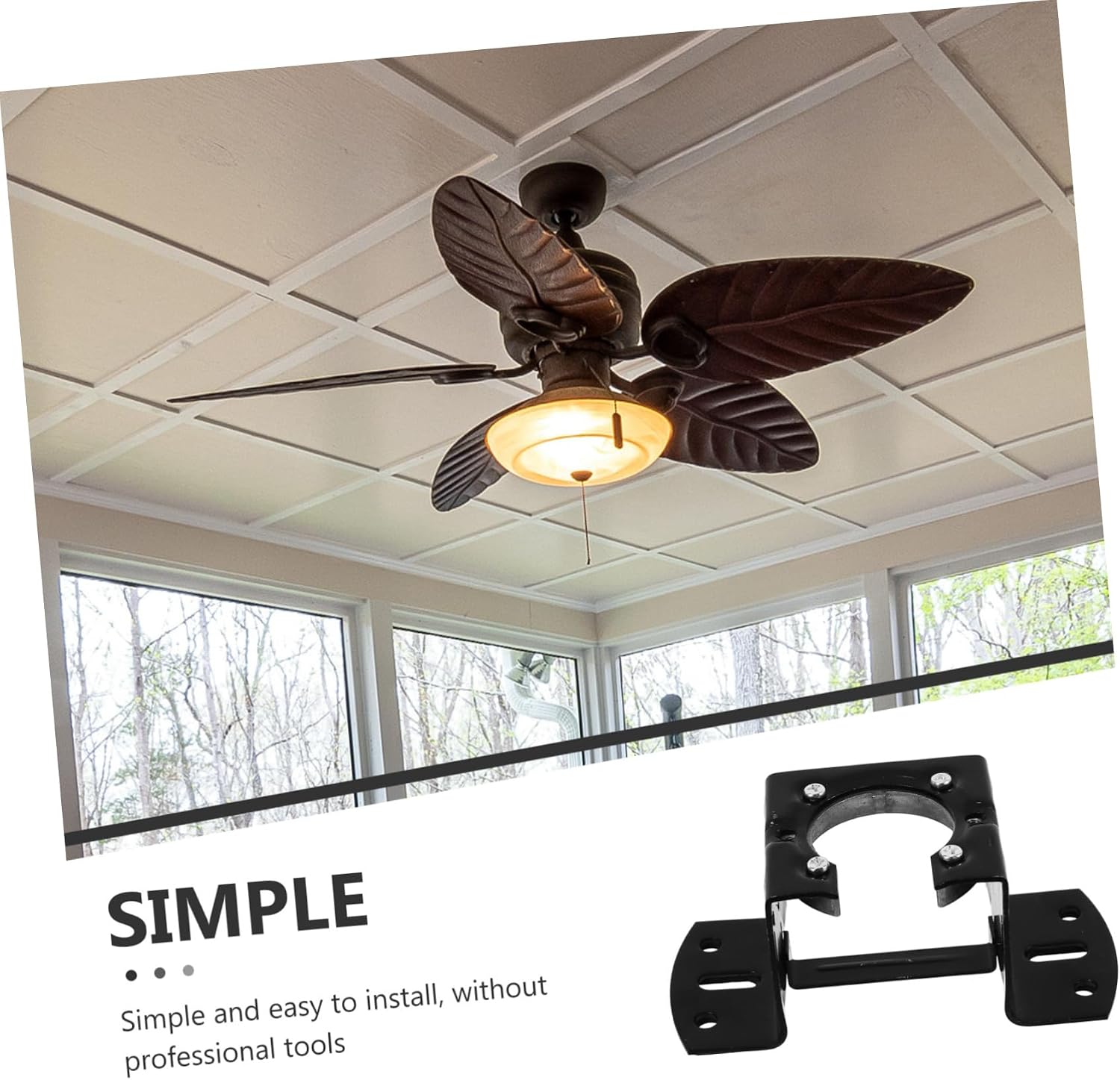 Sloped Ceiling Adapter Iron Mounting Bracket for Ceiling Fans Angled Mount Kit for Cathedral Canopy and Thick Poles Installation Fan Accessory for Living