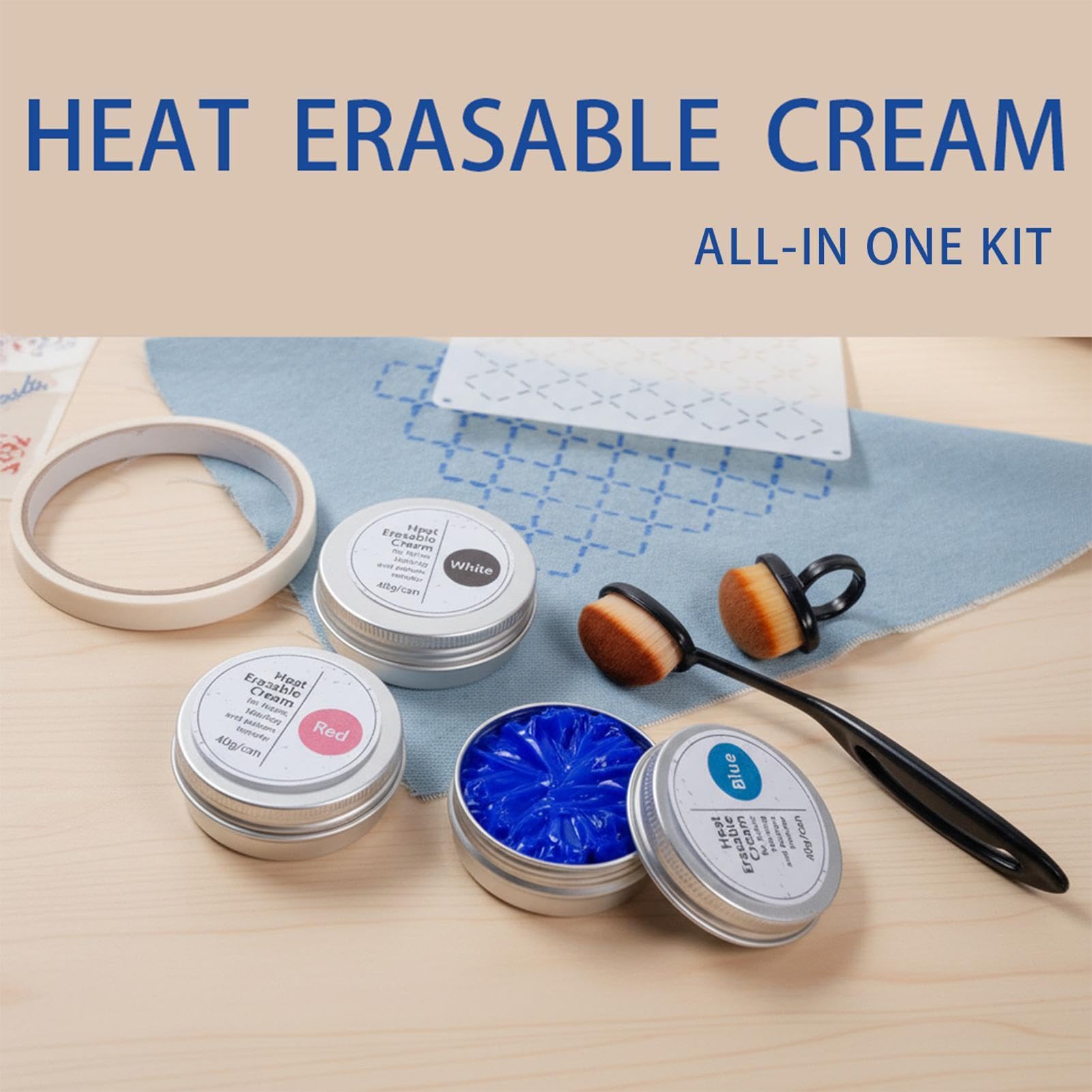 1 Set DIY Complete Smooth Sewing Supplies, Heat Erasable Cream For Fabric Marking, Complete Pattern Transfer Set, For Embroidery Sewing Quilting Cotton Linen Denim