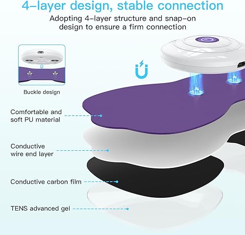 Miniatura 5 de Tens Unit - Almohadillas de electrodo inalámbricas, almohadillas de repuesto MASTOGO con conectores estándar de 0.138in (4 unidadesjuego)