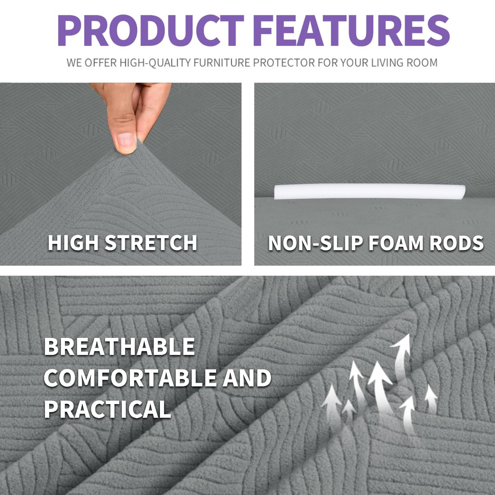 Ystyle Copridivano 4 Posti Con Braccioli, Copri Divano Antigraffio Gatto, Copridivani Elasticizzato, Pesante Inverno Copri Divani, Fodera Divano Antimacchia Lavabile Antiscivolo, Grigio Chiaro