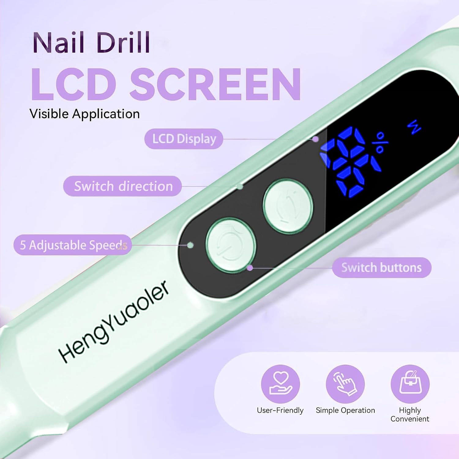 Cordless Electric Nail Drill Professional 3 Speeds Nail Drill Kit for Acrylic Gel Dip, USB Portable Rechargeable 20000 RPM Efile Manicure Pedicure Polishing Shape Tools(Green