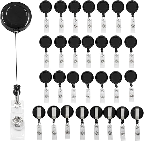 Miniatura 6 de Rierdge Paquete de 10 carretes retráctiles, soporte transparente para tarjetas con clip de cocodrilo giratorio para médicos, enfermeras, profesores,