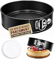Vista 1 de Tellshun - Molde para pastel de 8 pulgadas con revestimiento antiadherente, juego de 50 papeles de pergamino, molde para tarta de queso con fondo