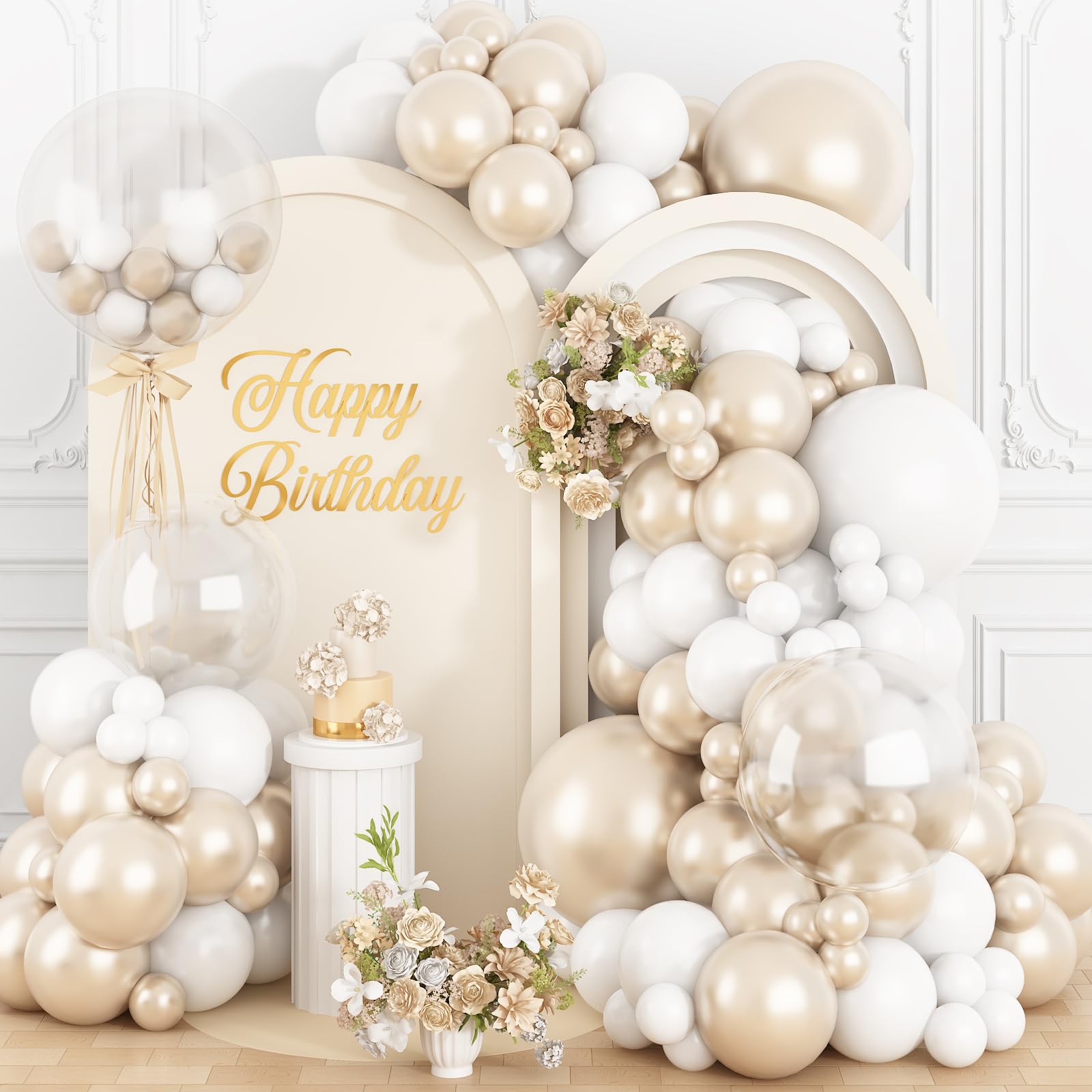 Kit de arco de globos blanco perla