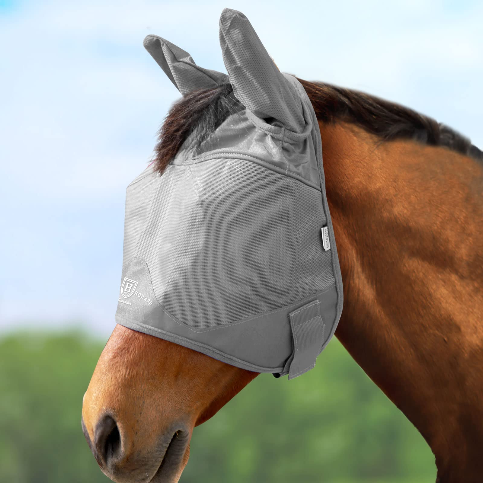 Harrison Howard Horse Fly Mask Half Face with Ears Original Grey Arabian Medium