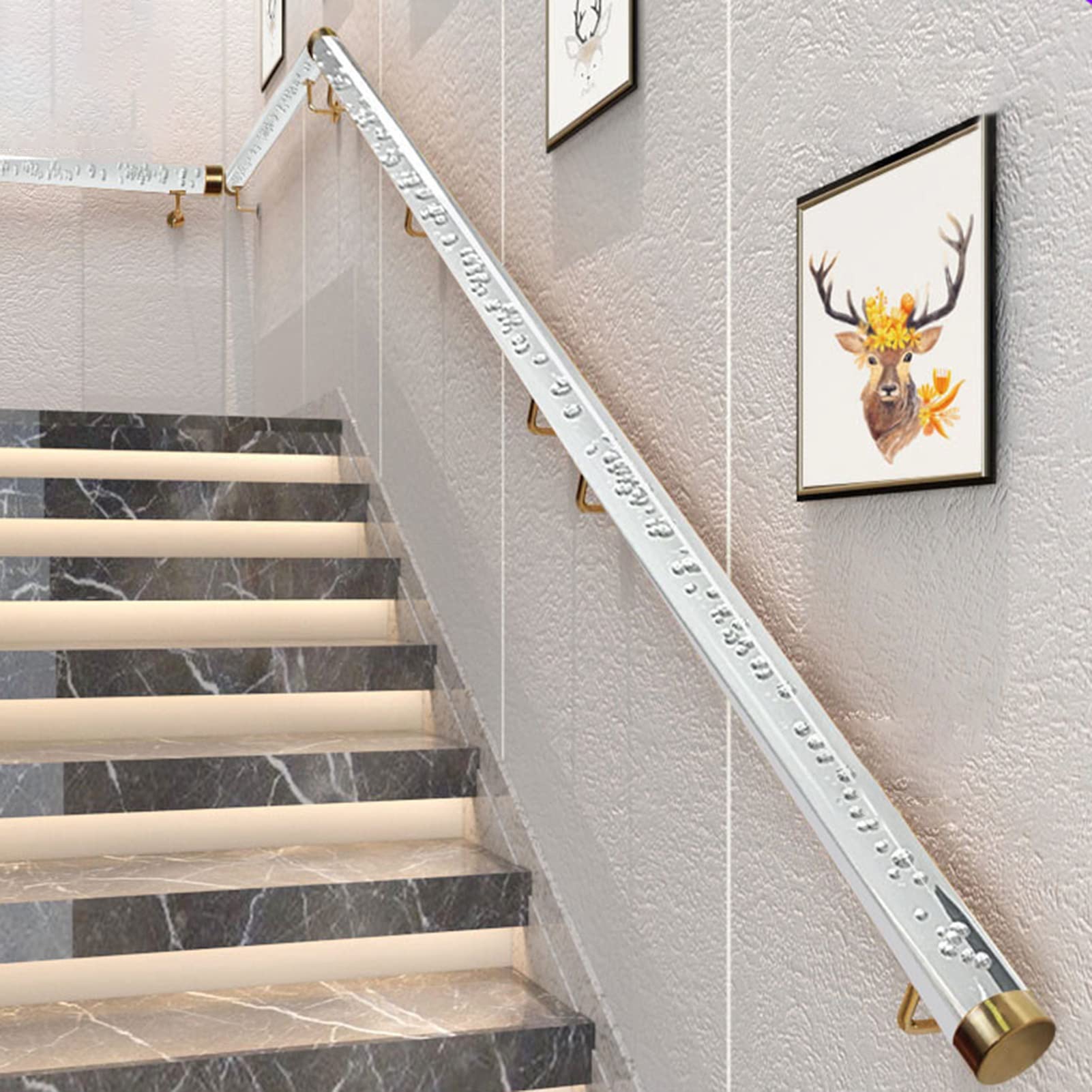 Poręcz z przezroczystego akrylu do schodów, długość 130 cm, metalowe uchwyty w kolorze srebrnym, nośność 200 kg, nowoczesne i stylowe akcesoria dla majsterkowiczów