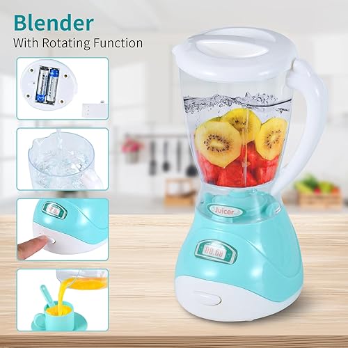 Miniatura 5 de Juguetes para electrodomésticos de cocina, juego de accesorios de cocina para niños, juguetes de cocina de simulación, cafetera, batidora, tostadora
