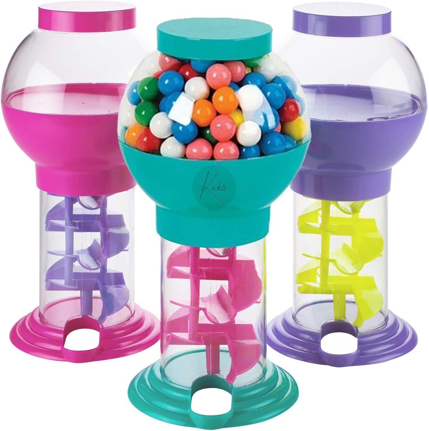 Kicko Twirling Gumball Machine - Candy Dispenser for Kids - Party Favors - 9.75" Bubble Gum Machine for Birthdays - 1 Pack - Fun and Memorable 90s Nostalgia Gifts