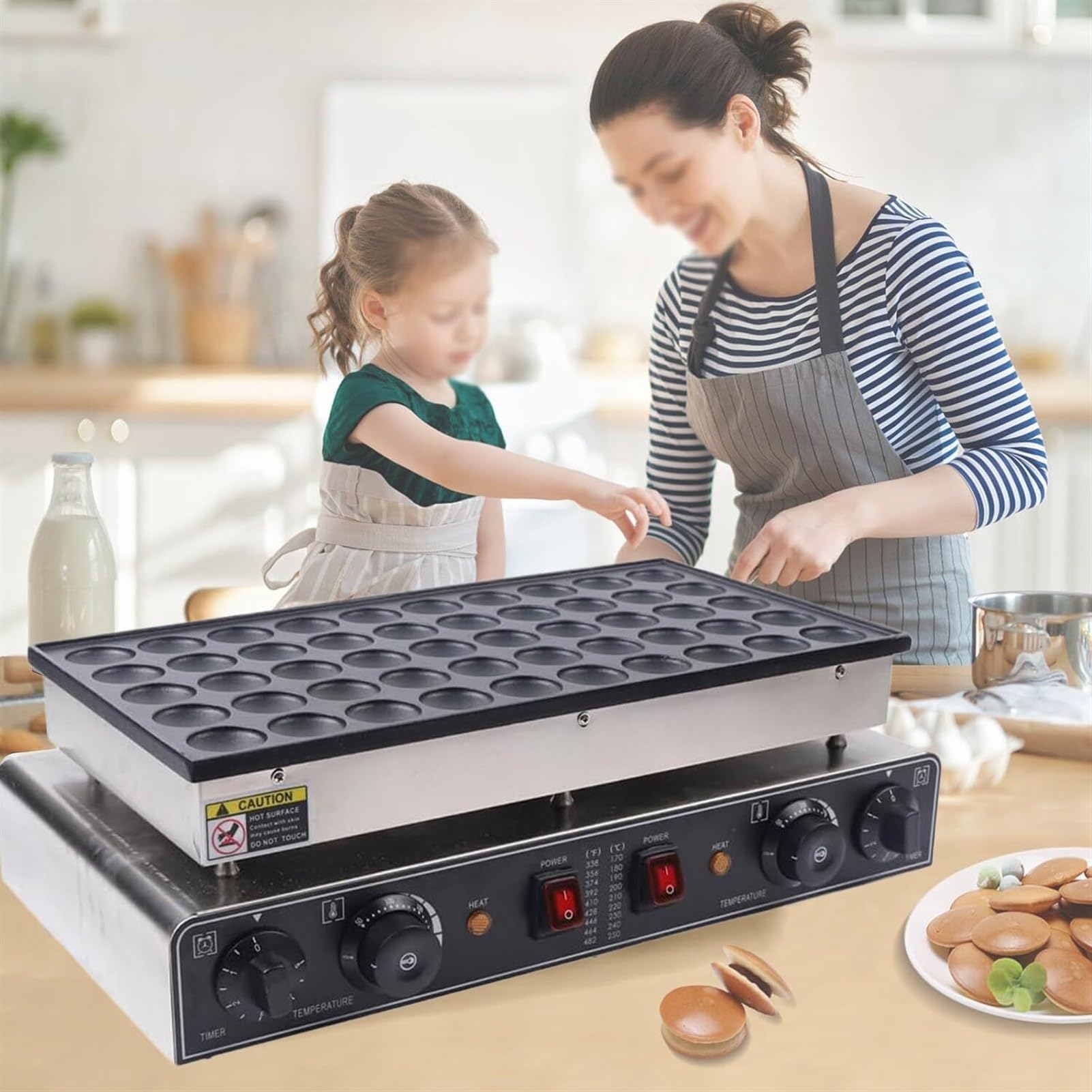 50 Pezzi Macchina per Pancake Olandesi 1700W Mini Macchina per Pancake Commerciale Forno per Pancake Olandesi Antiaderente Macchina per Waffle Dorayaki Piastra per Uso Domestico, C,