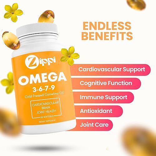 Miniatura 3 de Zippi Omega 3-6-7-9 Camelina Softgels - Suplemento de ácidos grasos Omega 3-6-7-9 a base de plantas Ayuda a apoyar el cerebro, hígado,