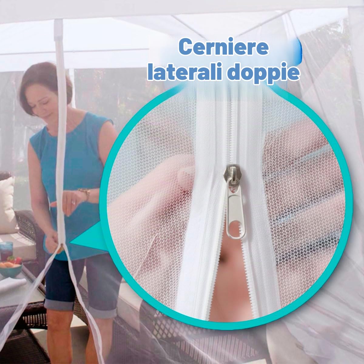 STARLYF Gazebo pieghevole -3 x 3 x 2,45 m - Tenda da giardino pop-up con protezione UV, gazebo impermeabile, visione a 360°, pareti anti-zanzare, ideale eventi e terrazza