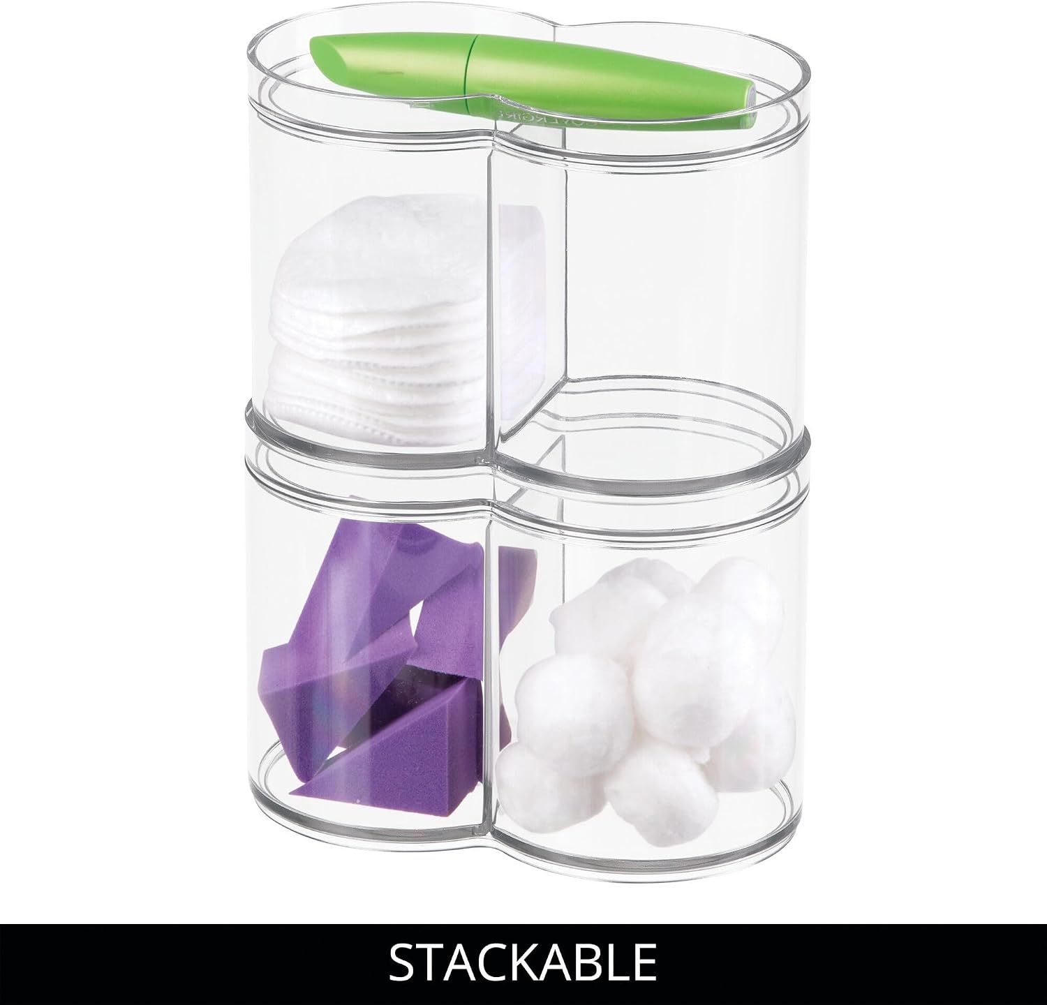 InterDesign iDesign Stackable Dual Canister for Bathroom Vanity or Countertop Storage - Set of 4 - Clear