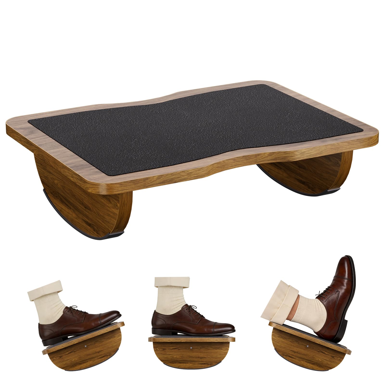 Photo 1 of Atoping Ergonomic Wooden Foot Rest - Walnut Color