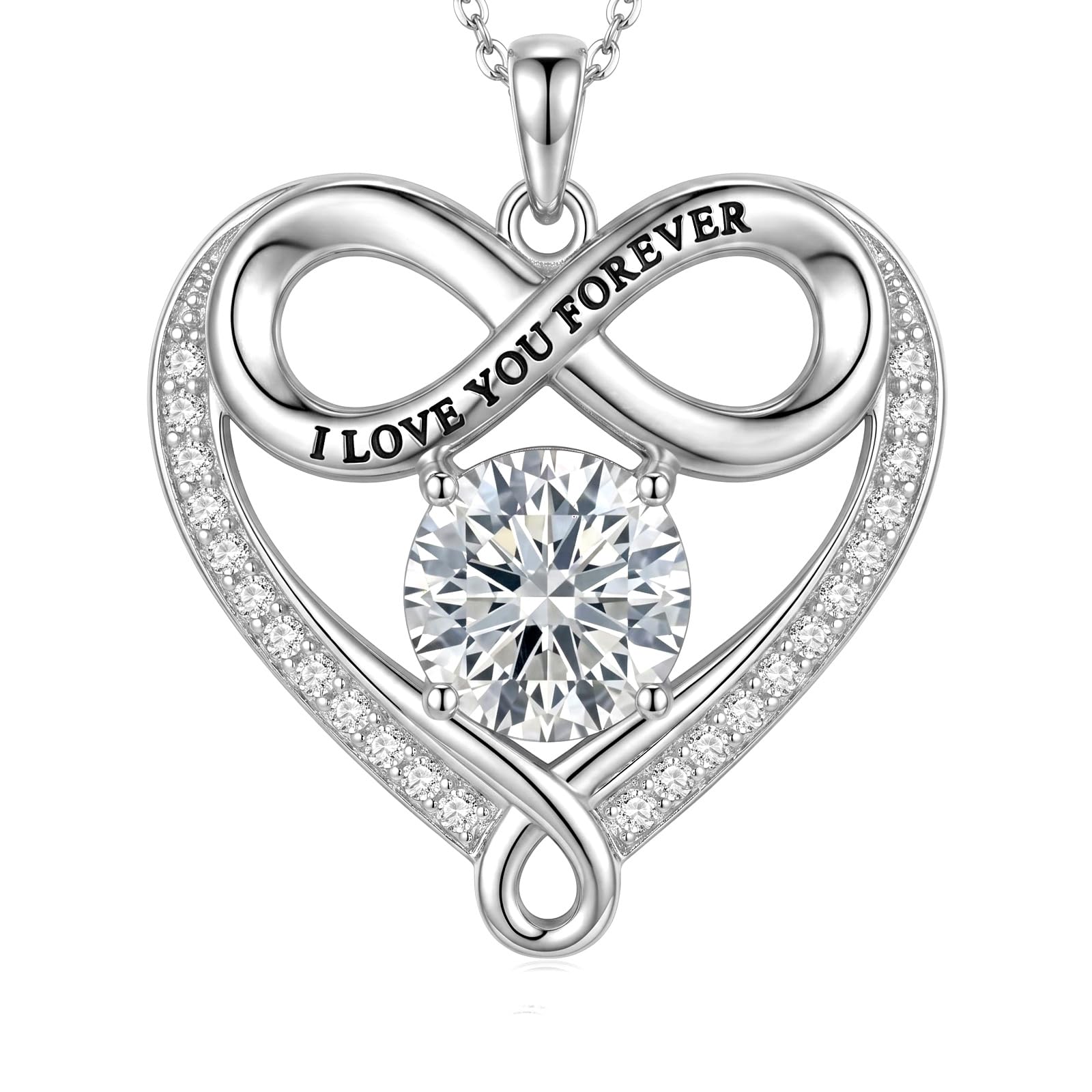 POPLYKE Collana con ciondolo a forma di cuore con simbolo dell'infinito, in argento Sterling 925, per mamma e moglie