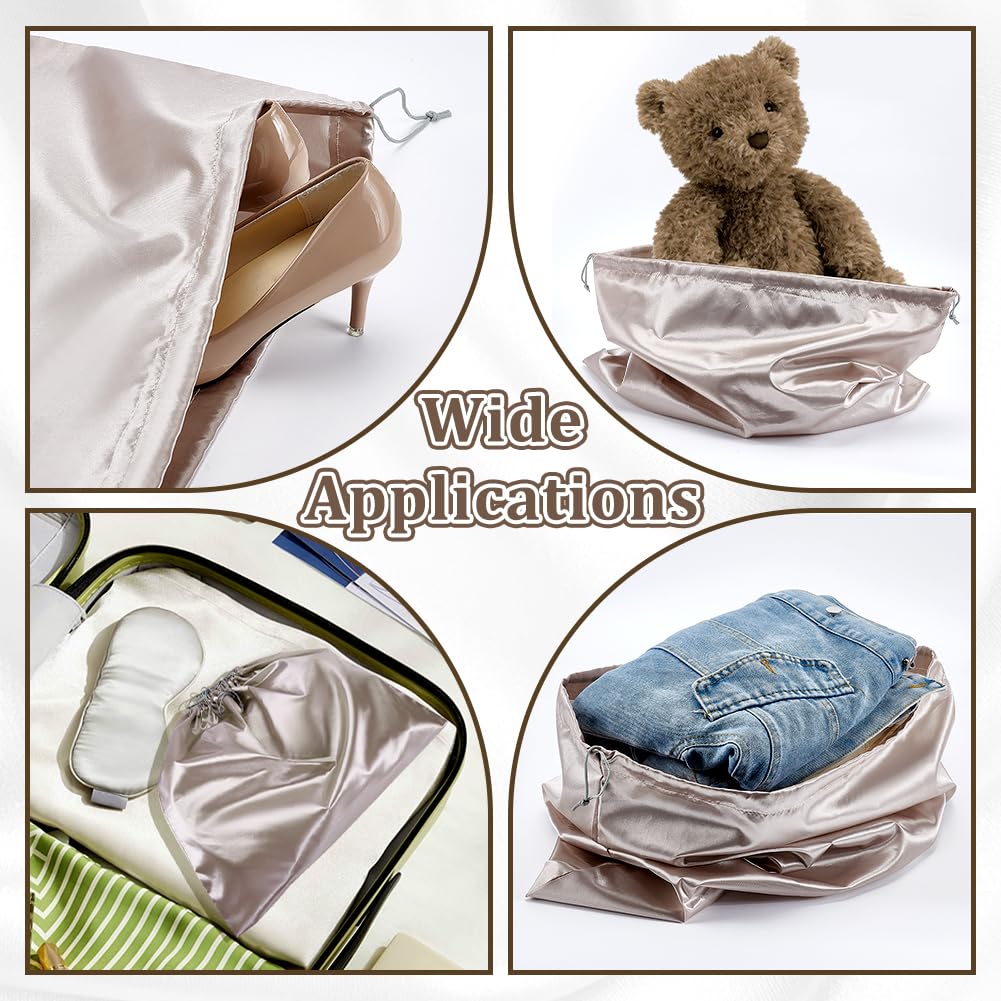 NBEADS 12 Pcs Sac à Poussière pour Sacs à Main, 50x60x0.3cm Sacs de Rangement en Tissu Satiné Pochettes à Cordon de Serrage Sacs de Voyage en Tissu pour Sacs à Main Chaussures Bottes Gris Clair