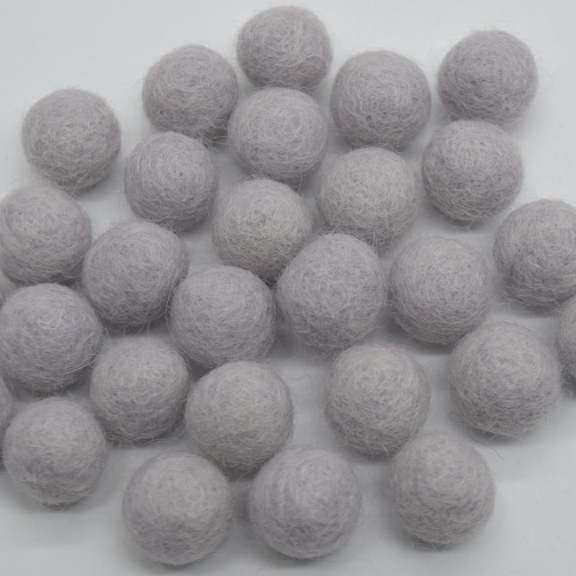 Oriental Direct based in West Yorkshire 100% Wool Felt Balls - 1.5cm - 25 Felt Balls - Light Silver Grey
