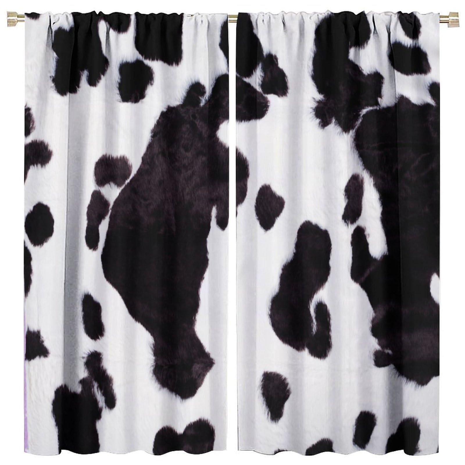 SGLyuliang Cow Print Curtains, Animal Print Curtains, Cow Print Curtains for Bedroom, Black Cow Print Curtains Western Curtains for Bedroom Living