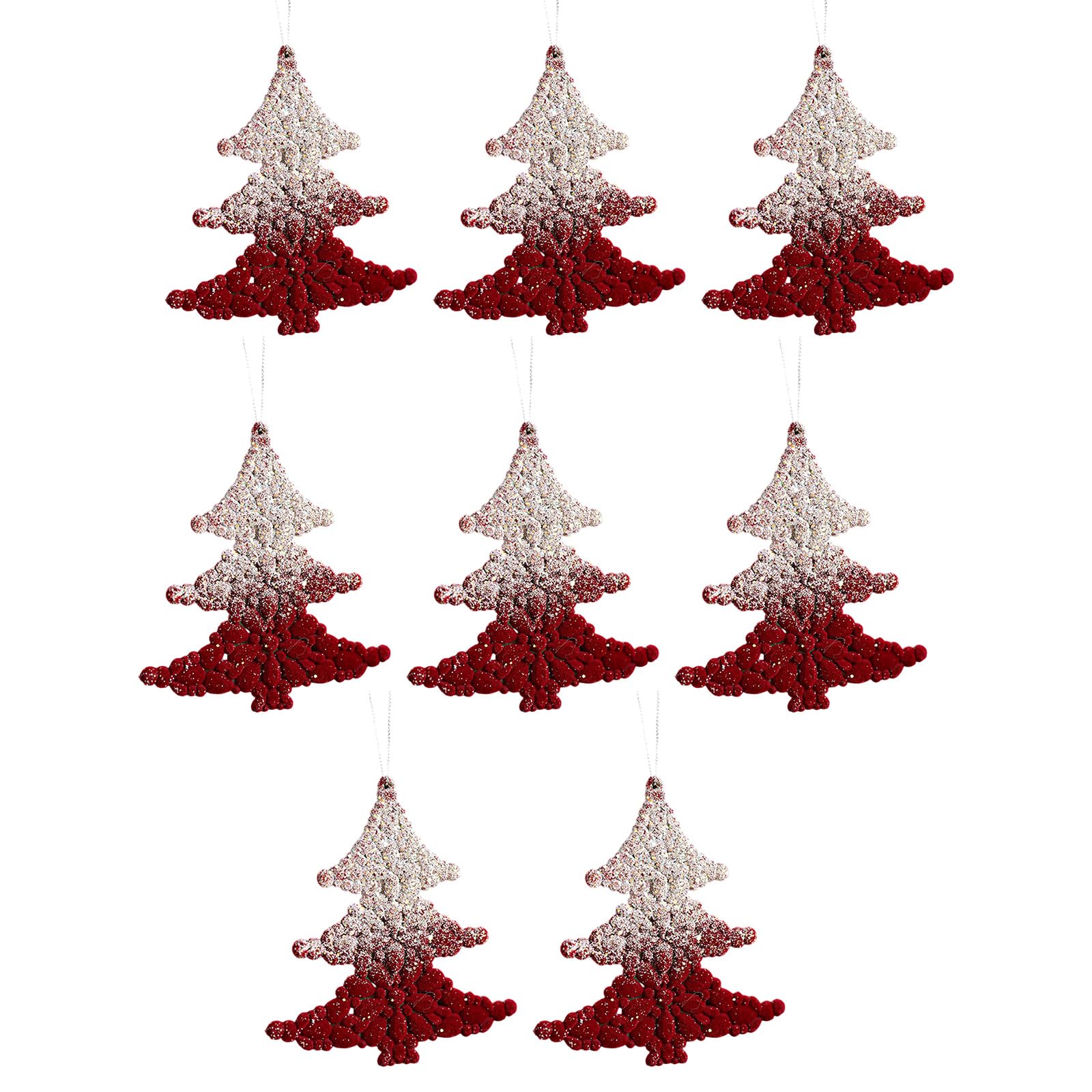Of 8 Christmas Tree Flocking Ornaments Festive Star Snowflake Reindeers Decors Hanging Star Ornaments Reindeers Christmas Tree Decorations