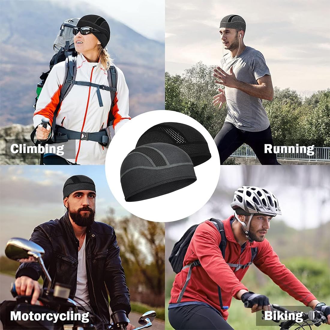 Gorro Bajo Casco Ciclismo Hombre Bandana Gorro de Ciclismo con Calavera Protección UV Sotocasco Bici Verano Gorro para Casco de Bicicleta para Mujeres Hombres Actividades al Aire Libre