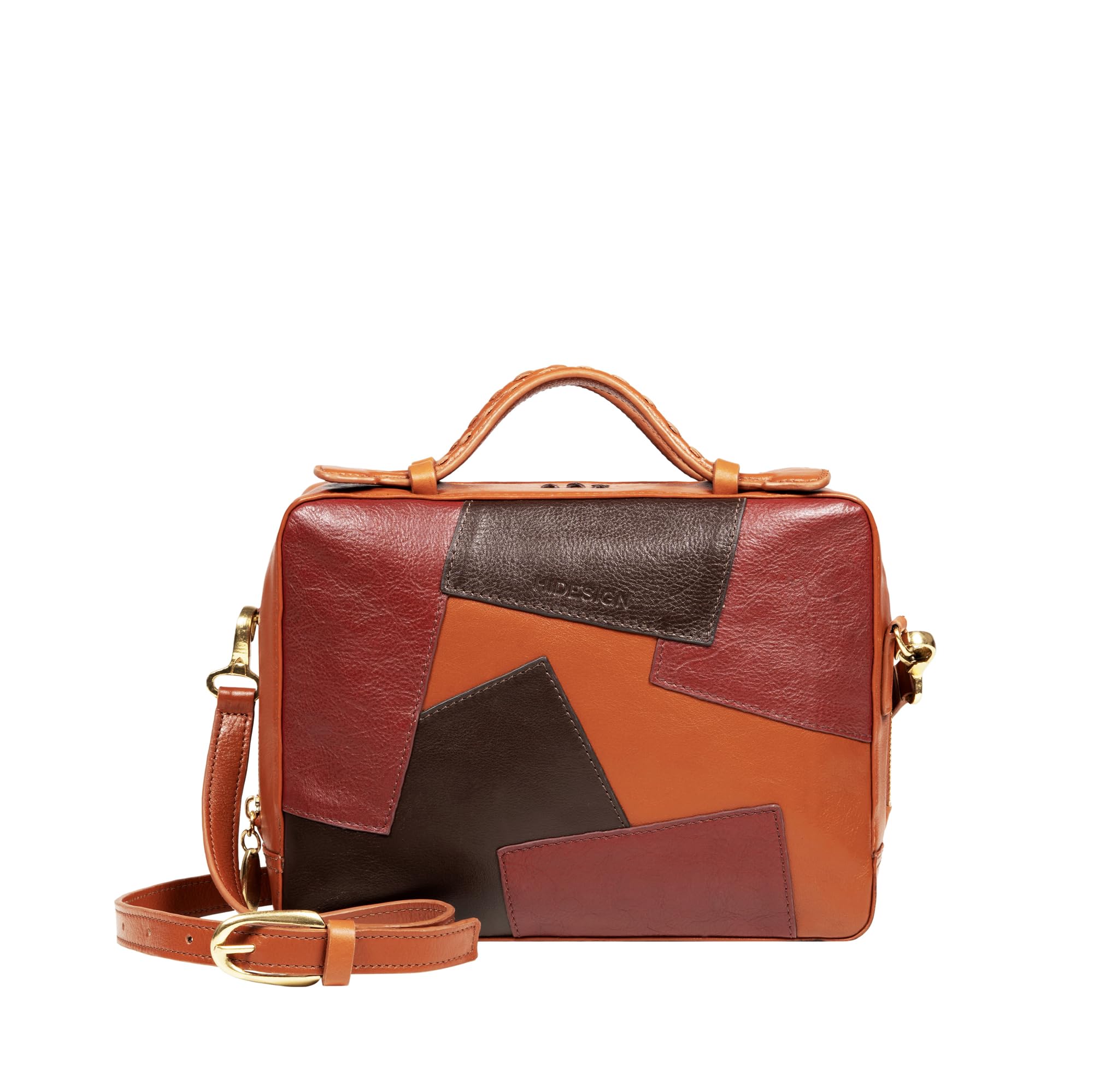 hidesign Women's Crossbody Bag Amber Medium Leather Minimal with Zipper Closure Solid-picture-14
