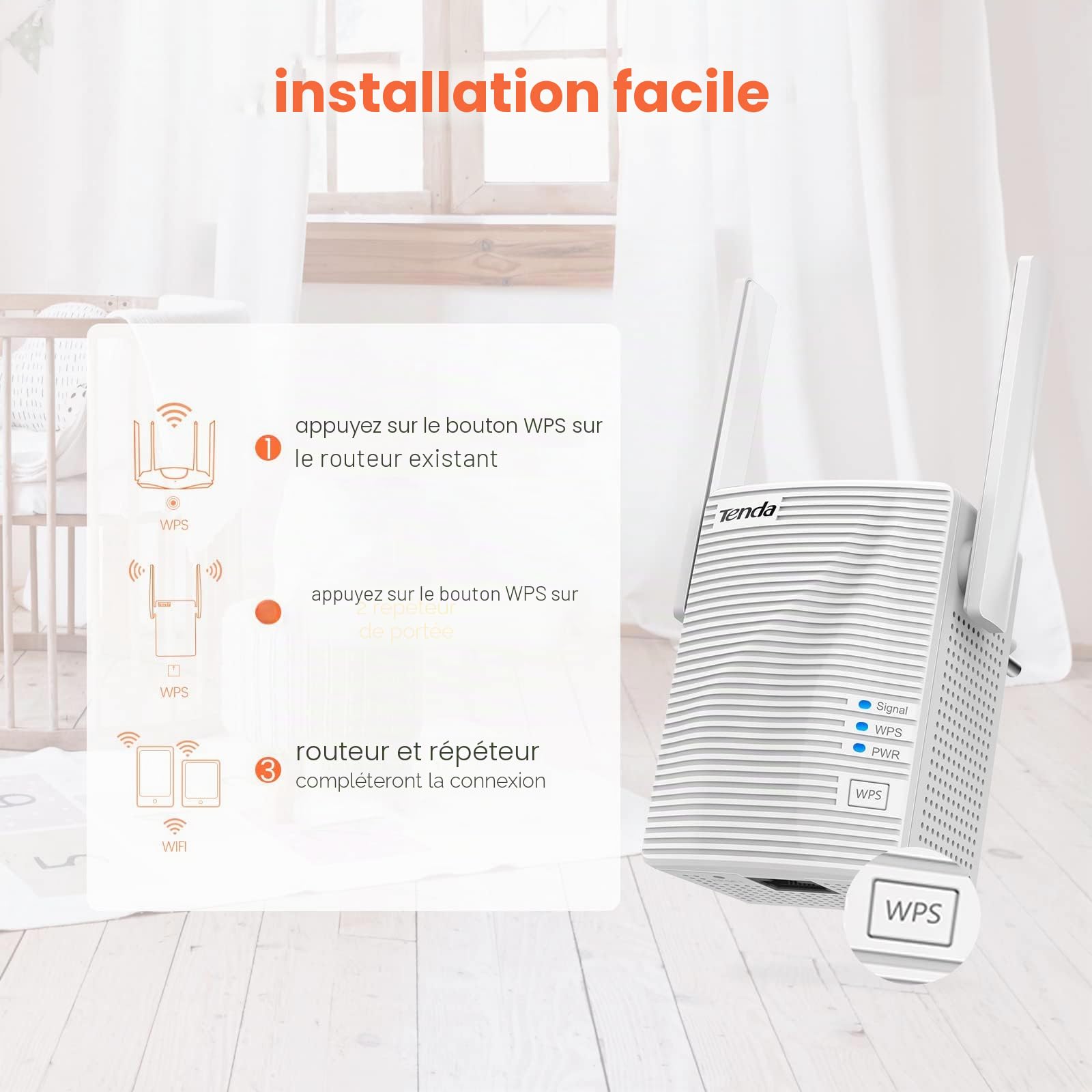 Tenda A18 Wireless WiFi Repeater, Dual Band AC1200, 1200Mbps Speed, Extender and Wi-FI Access Point, LAN Port, Fast Ethernet Port, Dual Antenna, White